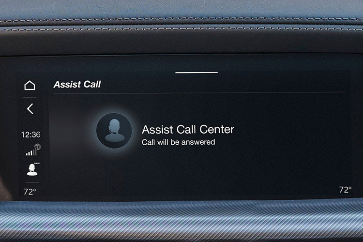 The Uconnect touchscreen in a 2026 Alfa Romeo Giulia displaying the Assist Call screen.